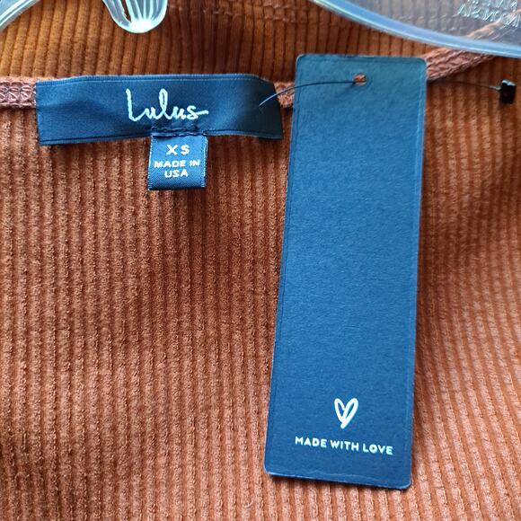 NWT Lulus Best Babe Long Sleeve Crop Top Ribbed Knit Rust Orange Womens Size XS - Picture 8 of 11